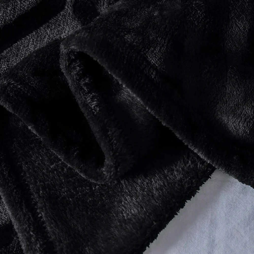 NEW West Elm Black Fleece Fuzzy Soft Throw Blanket Bedspread Bedding - 50